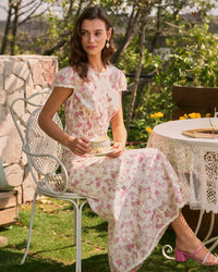 Roze Midi Rok met Bloemenborduursel – Verfijnd & Vrouwelijk – Lente