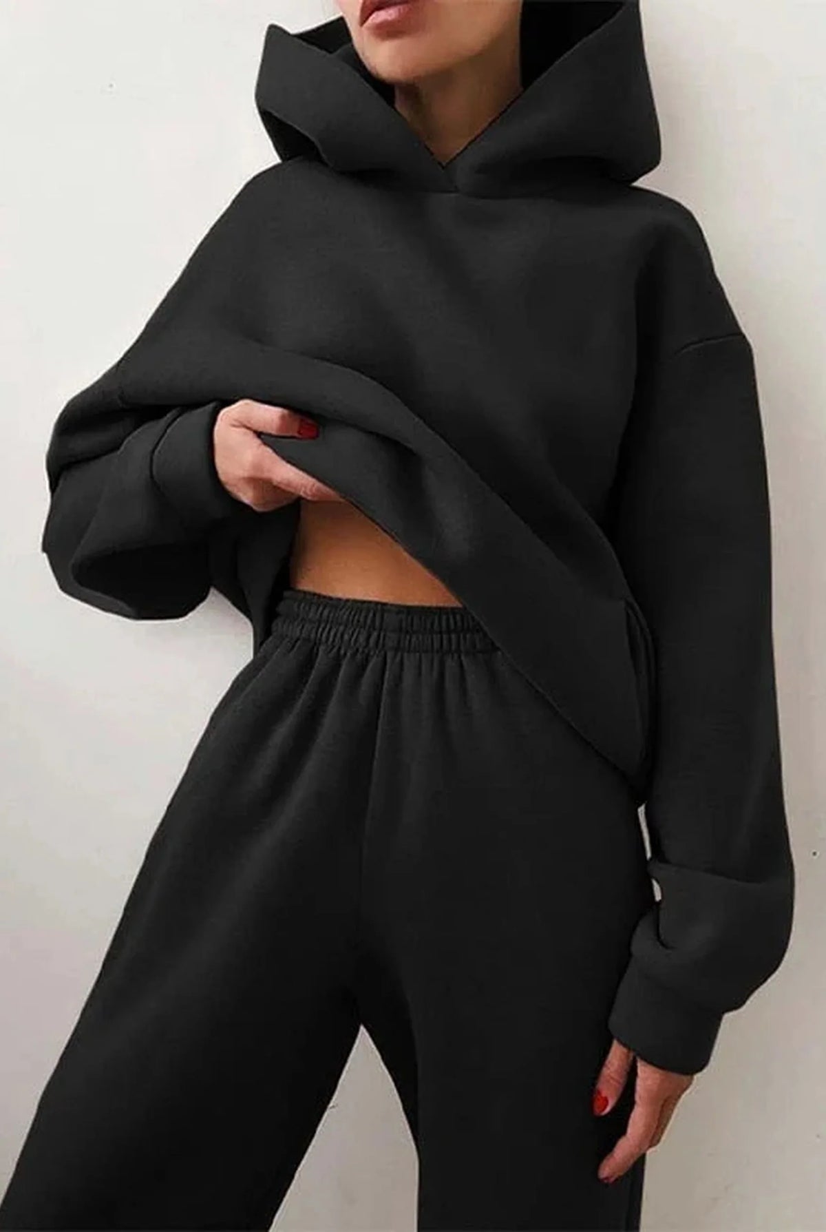 Tweedelige Set met Oversized Hoodie en Wijde Broek – Comfortabel & Casual – Léocadie