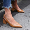 Slingback Hakken met Blokhak, Spitse Neus en Gevormd Voetbed – Elegant & Stabiel – Léonelle