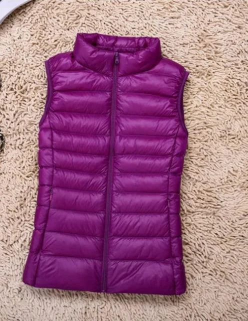 Lichtgewicht getailleerde dames bodywarmer in paars