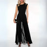Jumpsuit met Hoge Taille, Ronde Hals en Chiffon Overlay – Elegant & Veelzijdig – Maëlinne