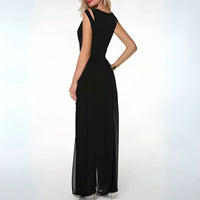 Jumpsuit met Hoge Taille, Ronde Hals en Chiffon Overlay – Elegant & Veelzijdig – Maëlinne