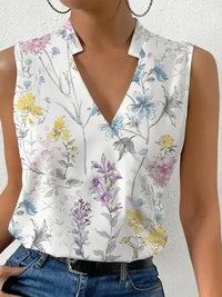 Mouwloze Zomerse Top met Overslag V-hals en Soepele Pasvorm – Elegant & Veelzijdig – Lisandre