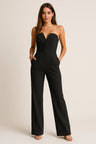 Mouwloze Jumpsuit met V-hals en Wijde Pijpen – Elegant & Veelzijdig – Loraline