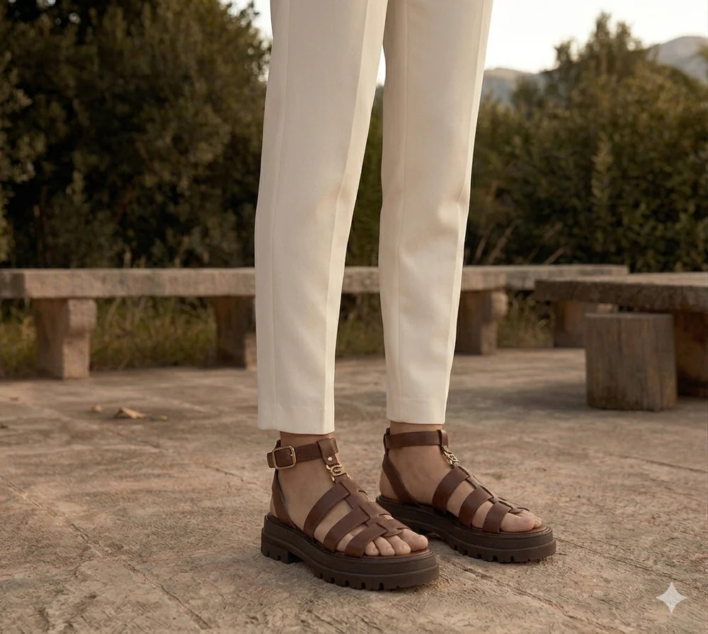 Sandalen met Chunky Zool en Gevlochten Instapper – Comfortabel & Veelzijdig – Lorane