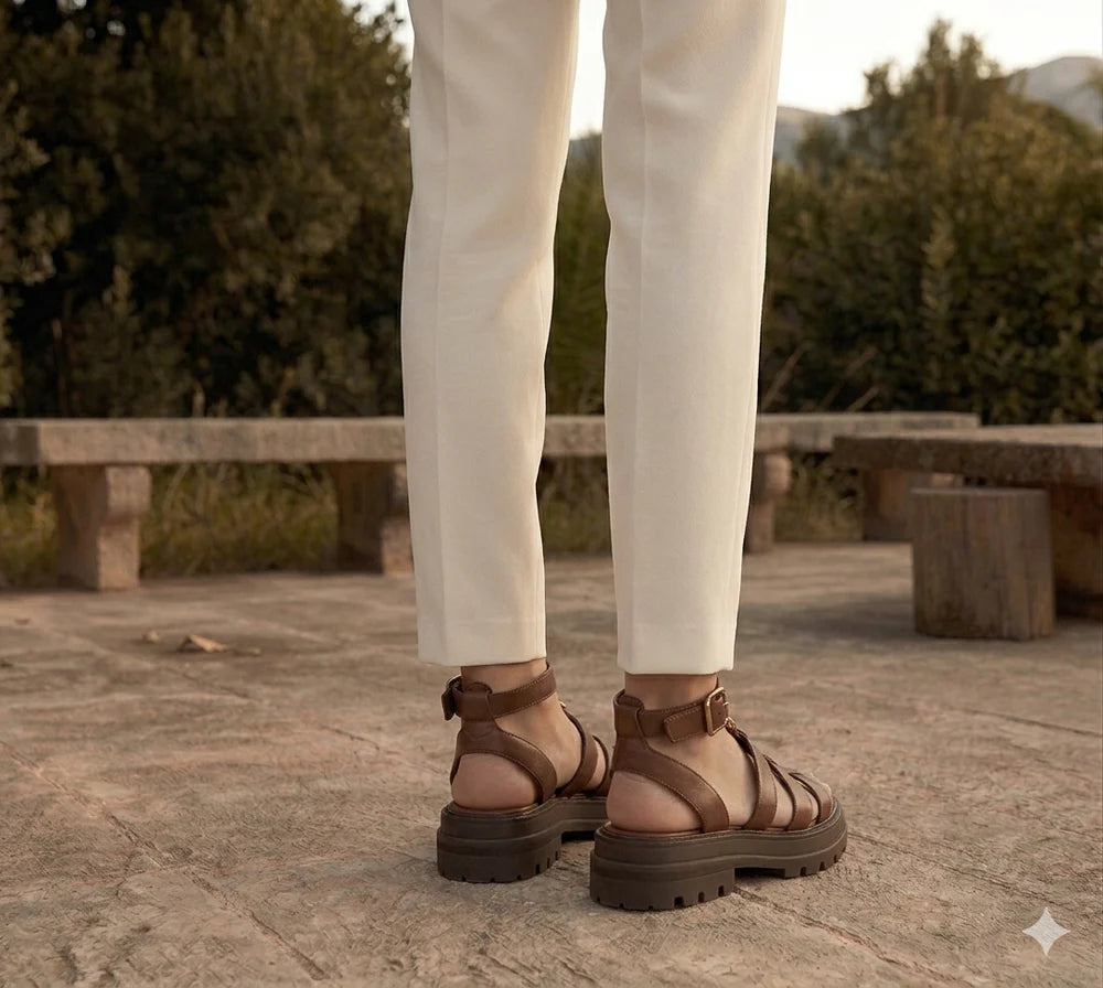 Sandalen met Chunky Zool en Gevlochten Instapper – Comfortabel & Veelzijdig – Lorane