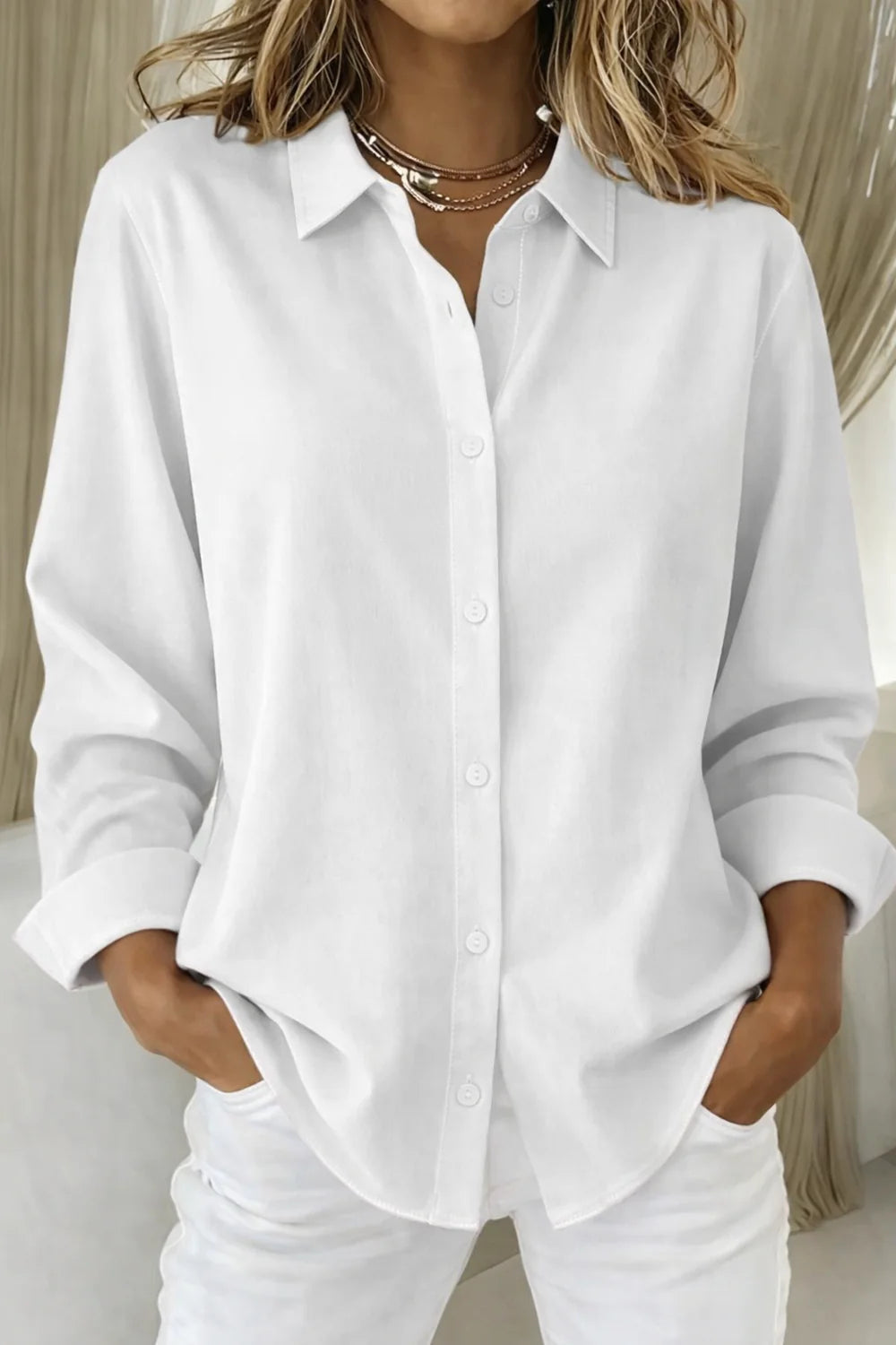 Dames Blouse met Knoopsluiting en Losvallende Pasvorm – Luchtig & Tijdloos – Lorévine