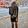 Luipaardprint Oversized Dames Sjaal met Franjes en Zachte Val