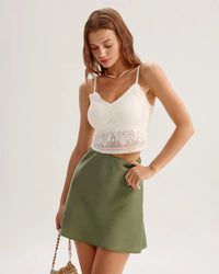 Dames Satijnen Minirok met Elastische Taille en A-Lijn Pasvorm – Elegant & Trendy – Luvessia