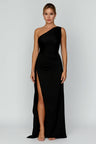 Satijnen One Shoulder Maxi Jurk – Elegant & Verfijnd – Lysenne