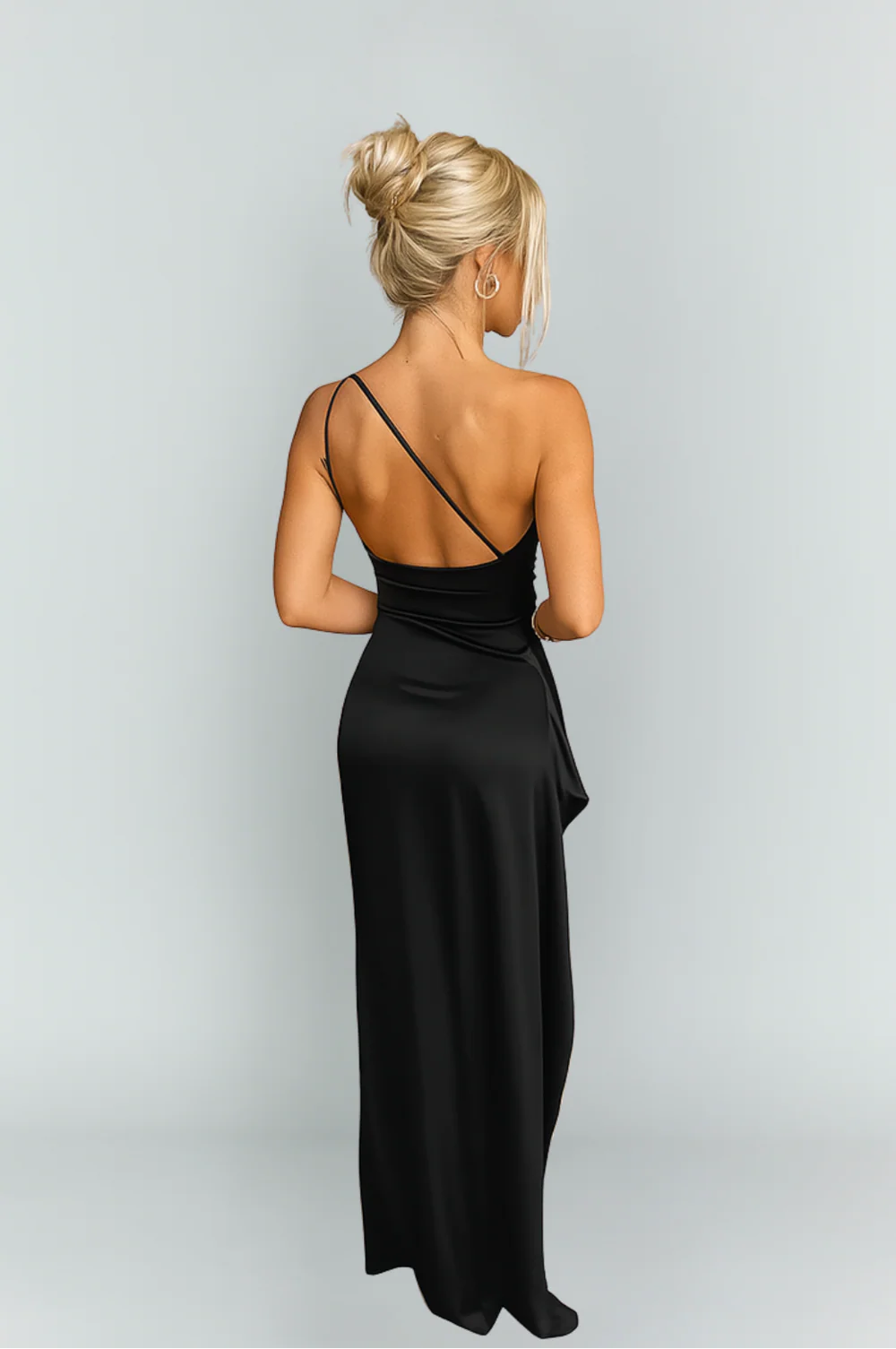Satijnen One Shoulder Maxi Jurk – Elegant & Verfijnd – Lysenne