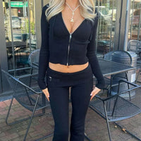 Gebreide Tweedelige Set met Capuchontrui en Bijpassende Broek – Comfortabel & Casual – Maïlie