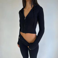 Gebreide Tweedelige Set met Capuchontrui en Bijpassende Broek – Comfortabel & Casual – Maïlie