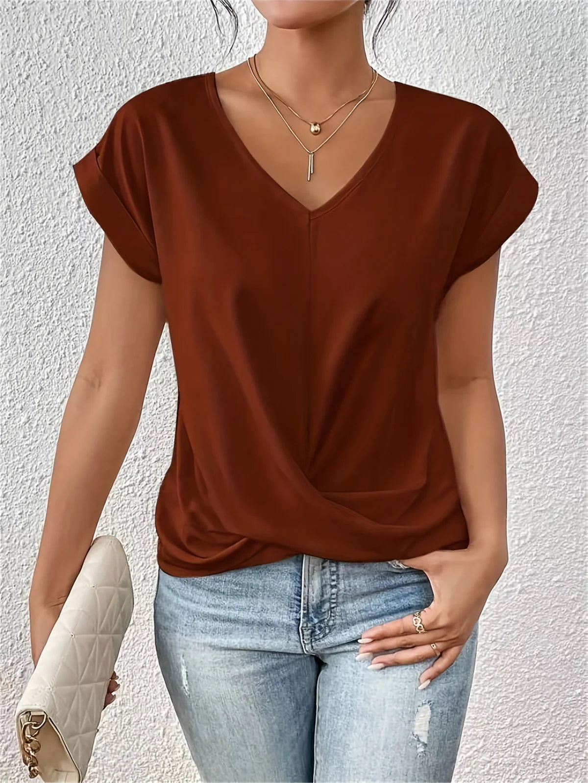 T-shirt met Sweetheart Halslijn en Lichte Stretch – Comfortabel & Veelzijdig – Marisanne