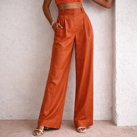 Linnen-Katoenen Wijde Broek met Hoge Taille – Luchtig & Zomers – Marit