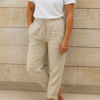 Linnen Broek met Elastische Tailleband, Trekkoord en Zakken – Relaxed & Zomers – Marjan
