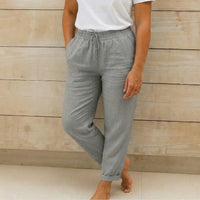 Linnen Broek met Elastische Tailleband, Trekkoord en Zakken – Relaxed & Zomers – Marjan