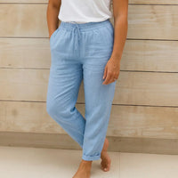 Linnen Broek met Elastische Tailleband, Trekkoord en Zakken – Relaxed & Zomers – Marjan