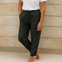 Linnen Broek met Elastische Tailleband, Trekkoord en Zakken – Relaxed & Zomers – Marjan