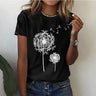 T-shirt met Ronde Hals en Grafische Paardenbloemprint – Speels & Casual – Marjolaine