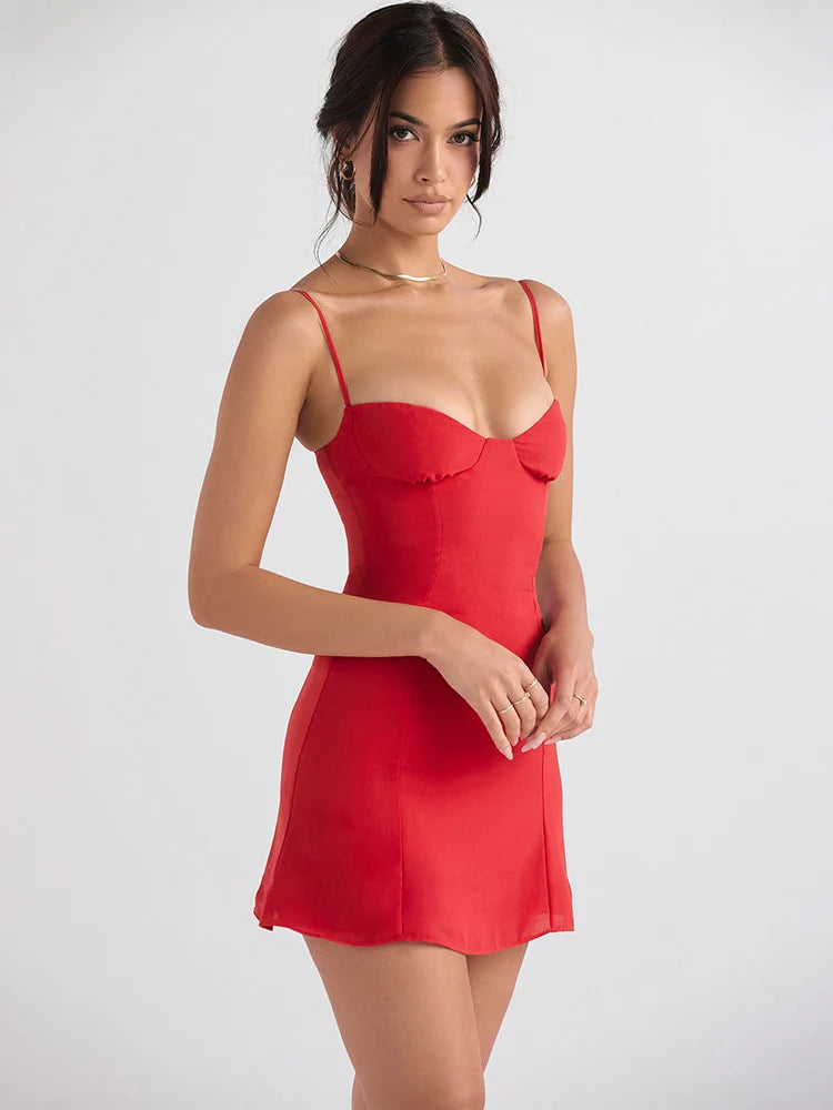 Mini Jurk met Chiffon Look en Ruches – Elegant & Feestelijk – Marloes