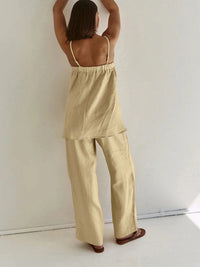 Khaki Broekset met Dunne Stof en Elastische Taille – Comfortabel & Veelzijdig – Marville