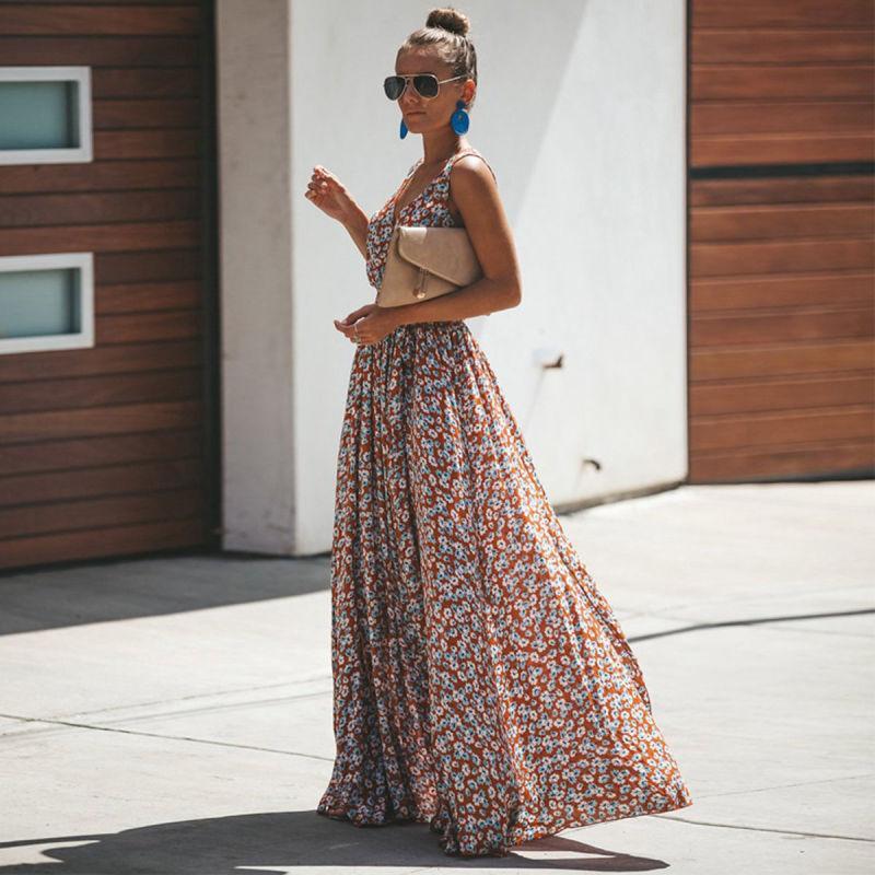 Lange Boho Jurk met Vrouwelijke Snit – Chic & Tijdloos – Mathilde