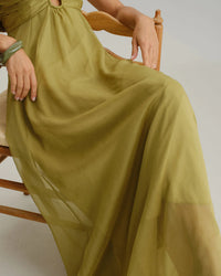 Groene Maxi Slip-Jurk met Ruches – Elegant & Zomers – Mélanie