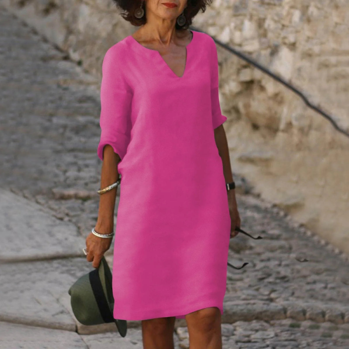 Elegante Zomerjurk met V-Hals – Luchtig & Tijdloos – Mélorine