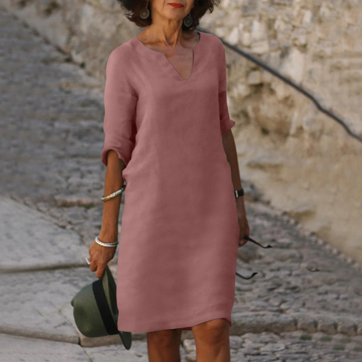 Elegante Zomerjurk met V-Hals – Luchtig & Tijdloos – Mélorine