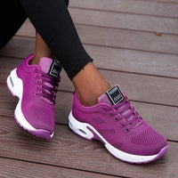 Paarse mesh sneakers met verhoogde zool voor dames