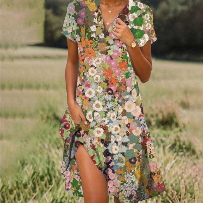 Dames Ademende Midi Zomerjurk – Luchtig & Comfortabel – Floréline