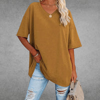 Oversized Shirt met V-hals en Soepele Drapering – Comfortabel & Vrouwelijk – Mirabelle