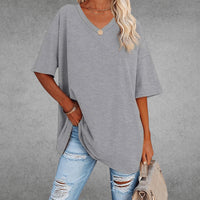 Oversized Shirt met V-hals en Soepele Drapering – Comfortabel & Vrouwelijk – Mirabelle