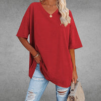 Oversized Shirt met V-hals en Soepele Drapering – Comfortabel & Vrouwelijk – Mirabelle