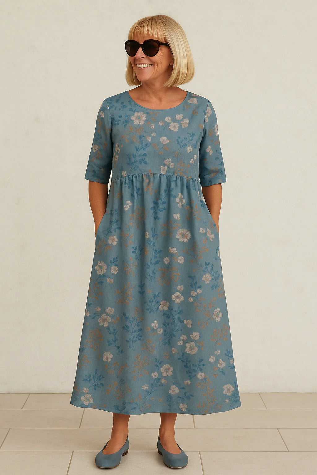 Ontspannen Midi Jurk met Lange Mouwen – Moeiteloos Elegant & Comfortabel – Noor