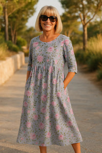 Ontspannen Midi Jurk met Lange Mouwen – Moeiteloos Elegant & Comfortabel – Noor