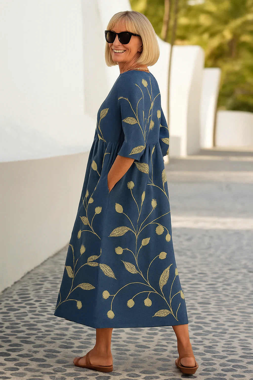 Ontspannen Midi Jurk met Lange Mouwen – Moeiteloos Elegant & Comfortabel – Noor