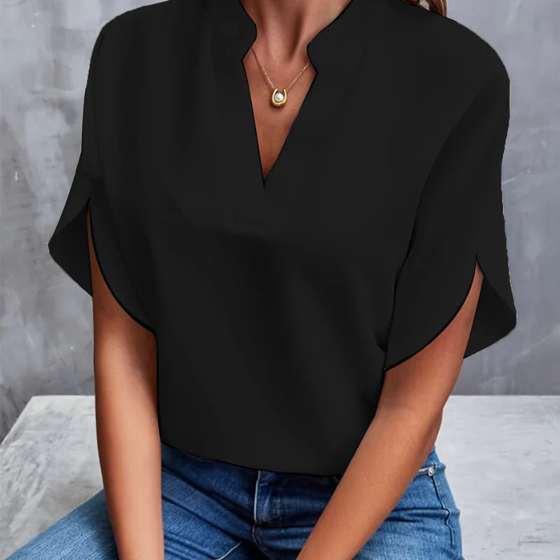 Dames Blouse met Korte Mouwen – Tijdloos & Luchtig – Norélya