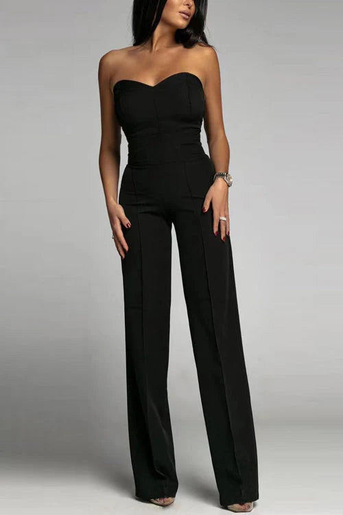 Strapless Jumpsuit met Hoge Taille en Strak Silhouet – Verfijnd & Tijdloos – Ombelie