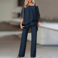Co-ord Set met Off-Shoulder Top en Wijde Broek – Krachtig & Vrouwelijk – Ombrine