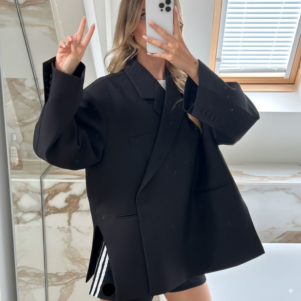 Zwarte oversized blazer met splitjes aan de zijkant