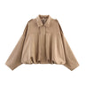 Oversized Dames Bomberjas met Overhemdkraag en Elastische Zoom