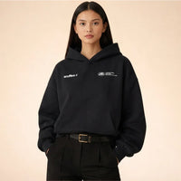 Oversized dames hoodie met buidelzak en capuchon in zwart