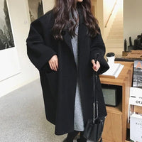 Zwarte oversized mantel dames met brede sjaalkraag