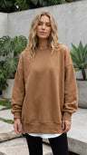 Oversized Dames Sweater met Ronde Hals en Geribde Boorden