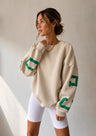 Oversized Dames Sweater met Varsity Print en Ronde Hals