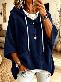 Donkerblauwe oversized hoodie voor dames met zakken