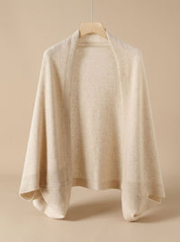 Oversized poncho sjaal dames met armgaten in kasjmierlook, beige