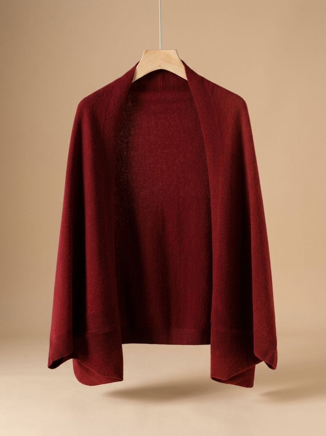 Oversized poncho sjaal dames met armgaten in kasjmierlook, bordeaux